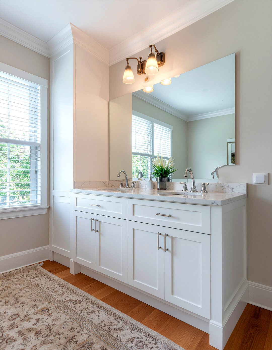 Double Vanity With Center Tower Storage - 30 master bathroom double vanity ideas