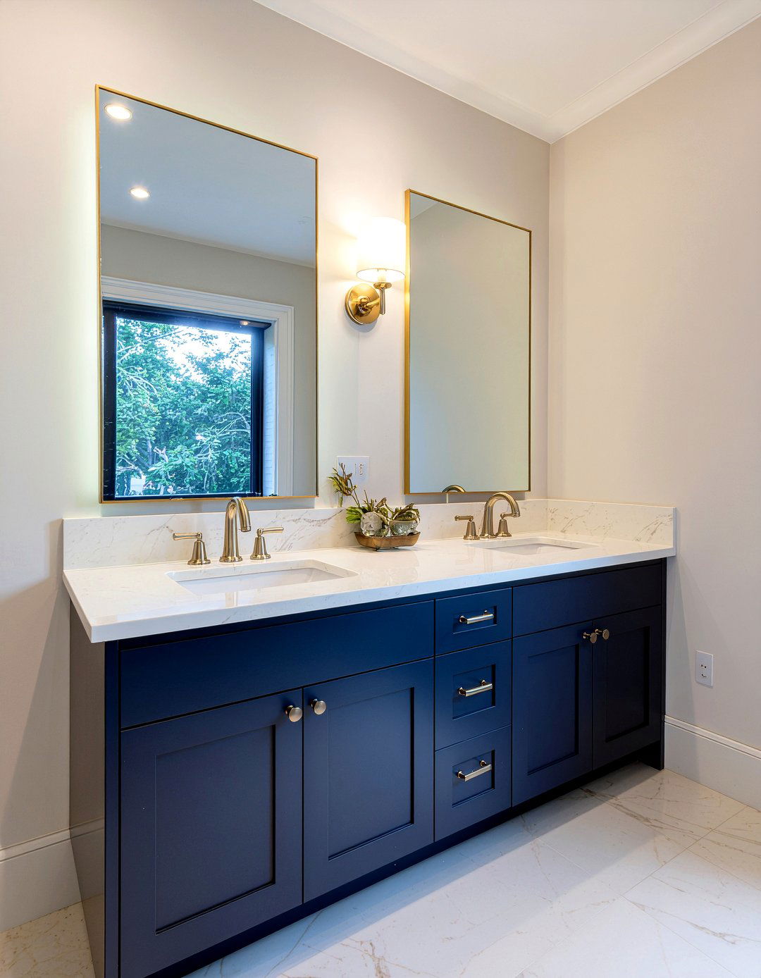 Double Vanity With Marble Top - 30 bathroom major renovation ideas