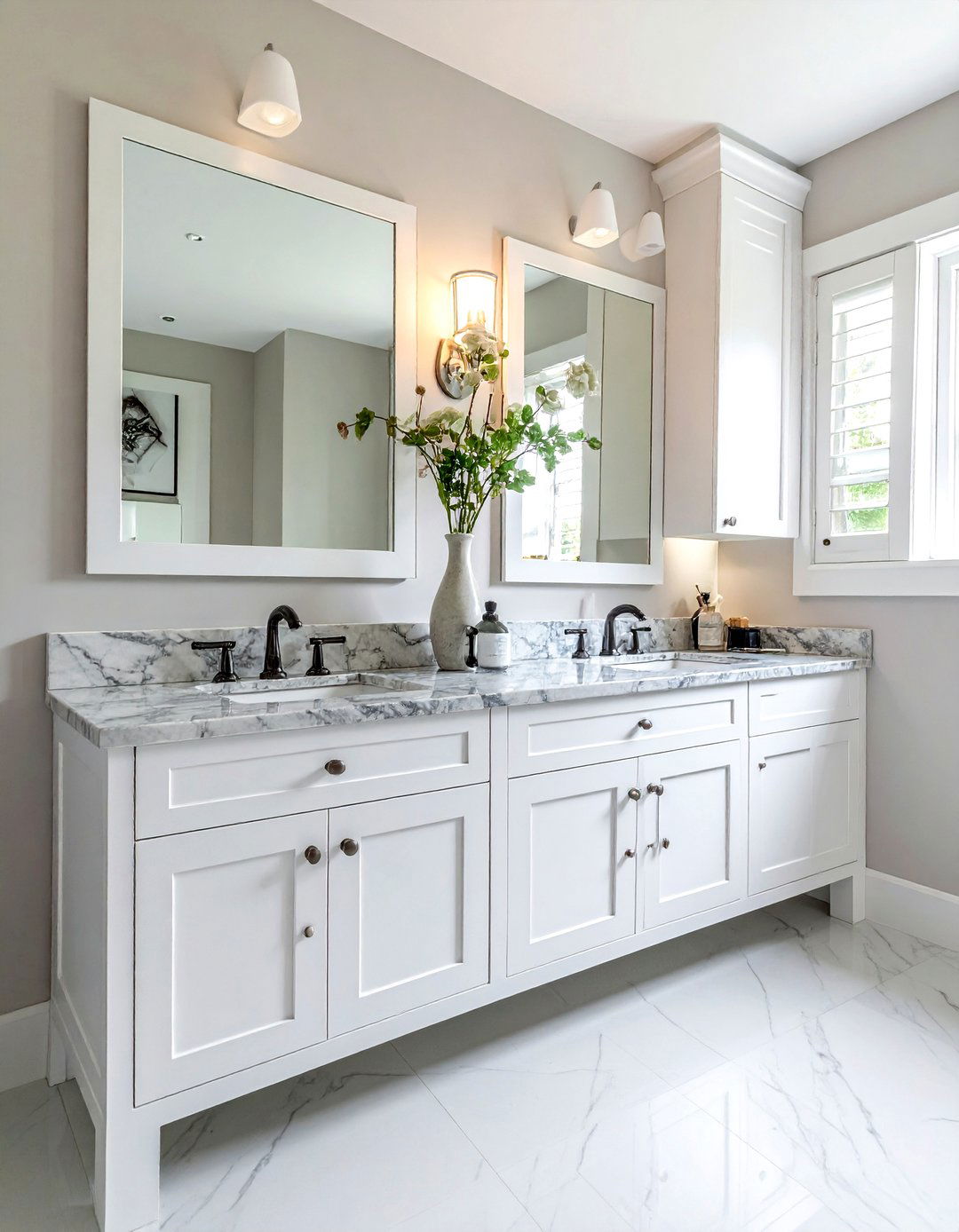 Double Vanity With Marble - 30 updated classic bathroom ideas
