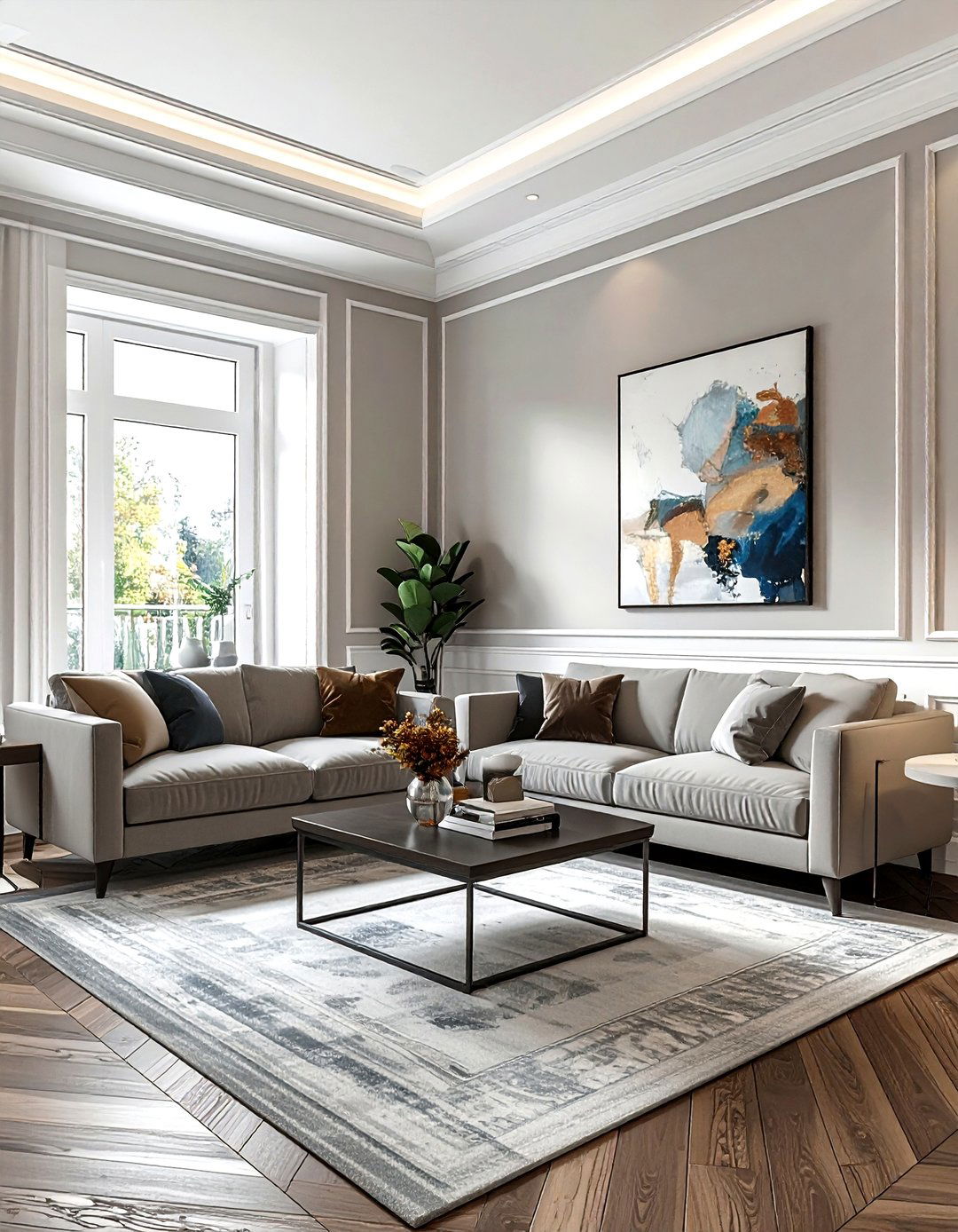 Double chair rail wall - 30 living room chair rail ideas