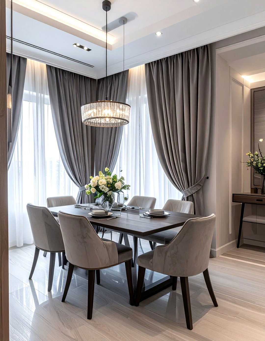 Double curtain rod setup - 30 dining room drape ideas