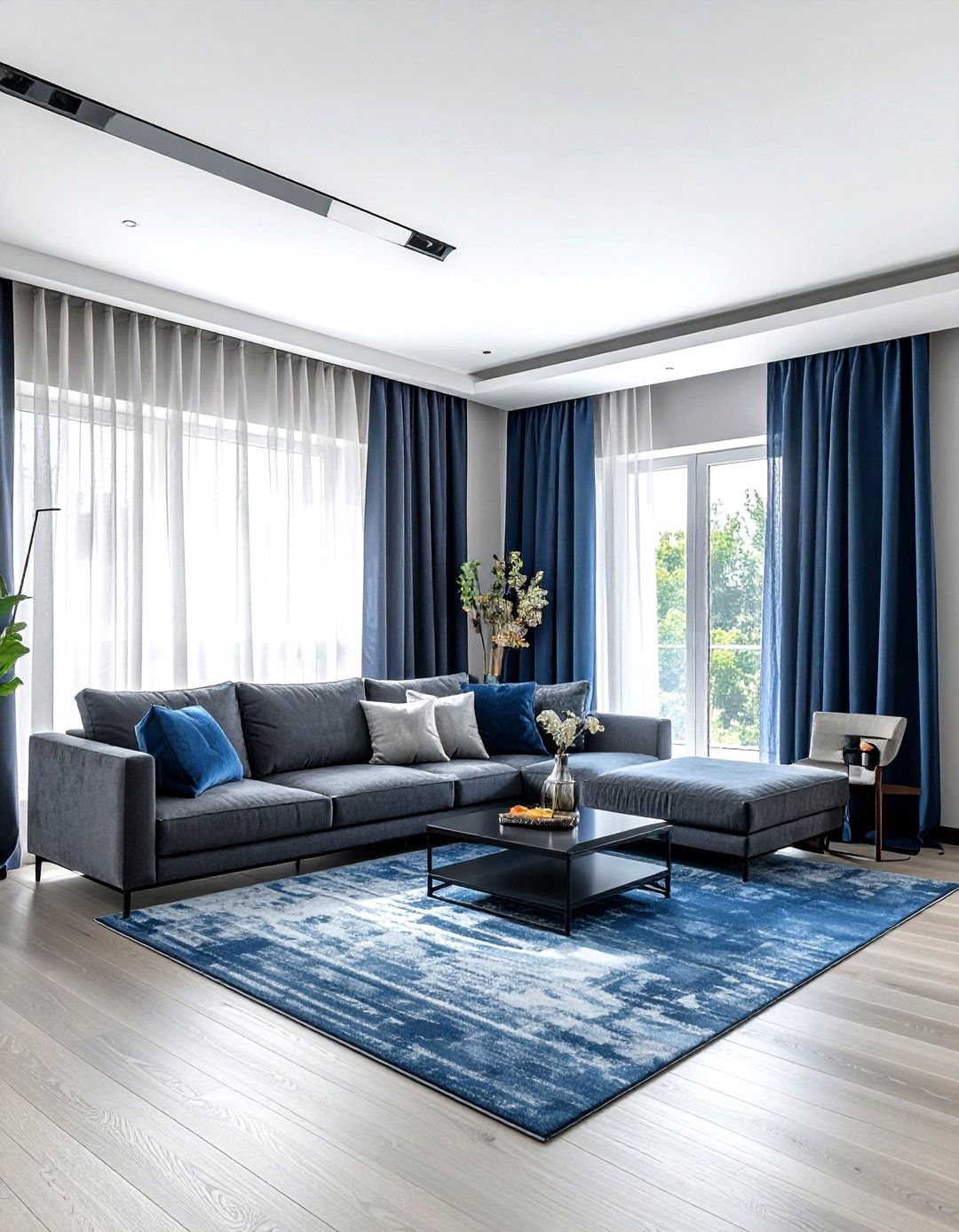 Double curtain rods - 30 living room curtain ideas