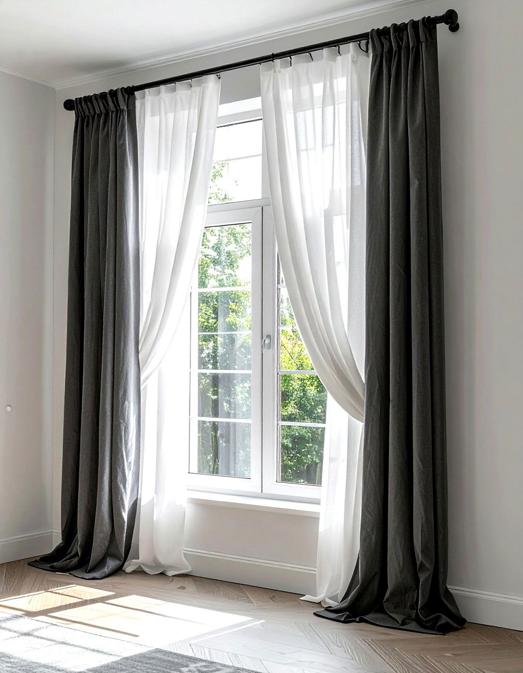 Double curtain rods with sheers - 30 decor layering ideas