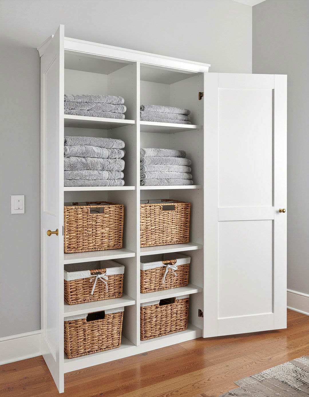 Double door linen cabinet - 30 bathroom linen cabinet ideas