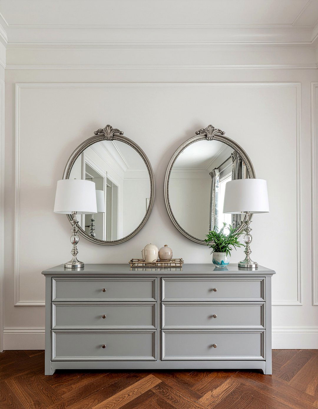 Double dresser with twin mirrors - 30 bedroom dresser with mirror ideas