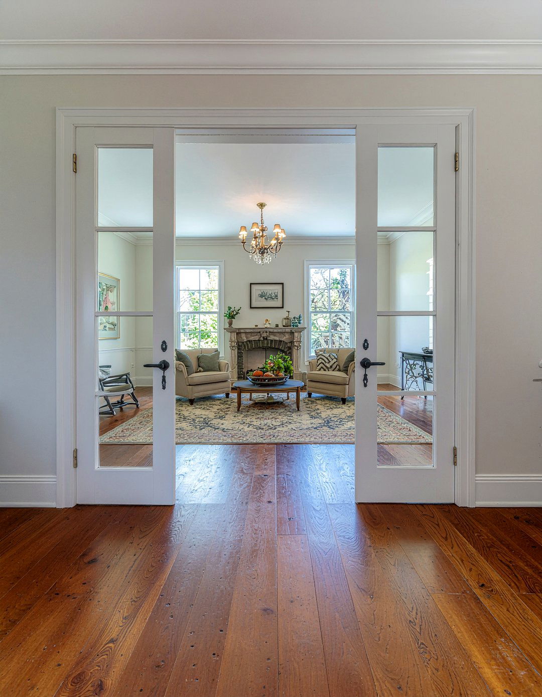 Double french doors living room - 30 living room french doors