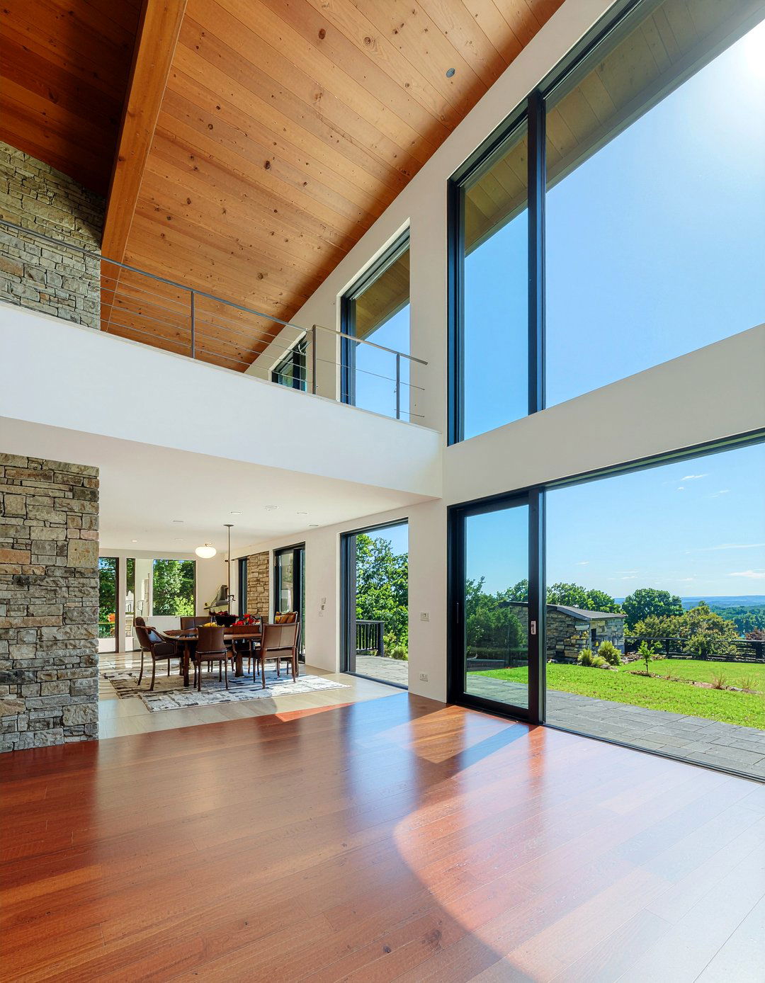 Double height living room beams - 30 exposed beam living room ideas