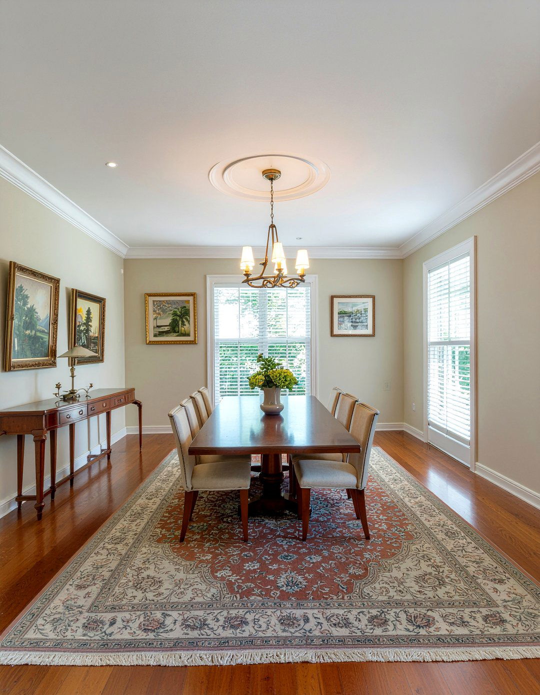 Double layered crown molding - 30 dining room cornice ideas