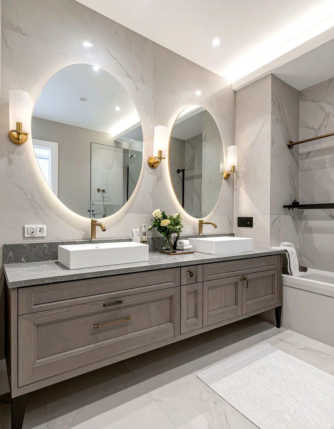 Double oval mirrors for double vanity - 30 oval bathroom mirror ideas
