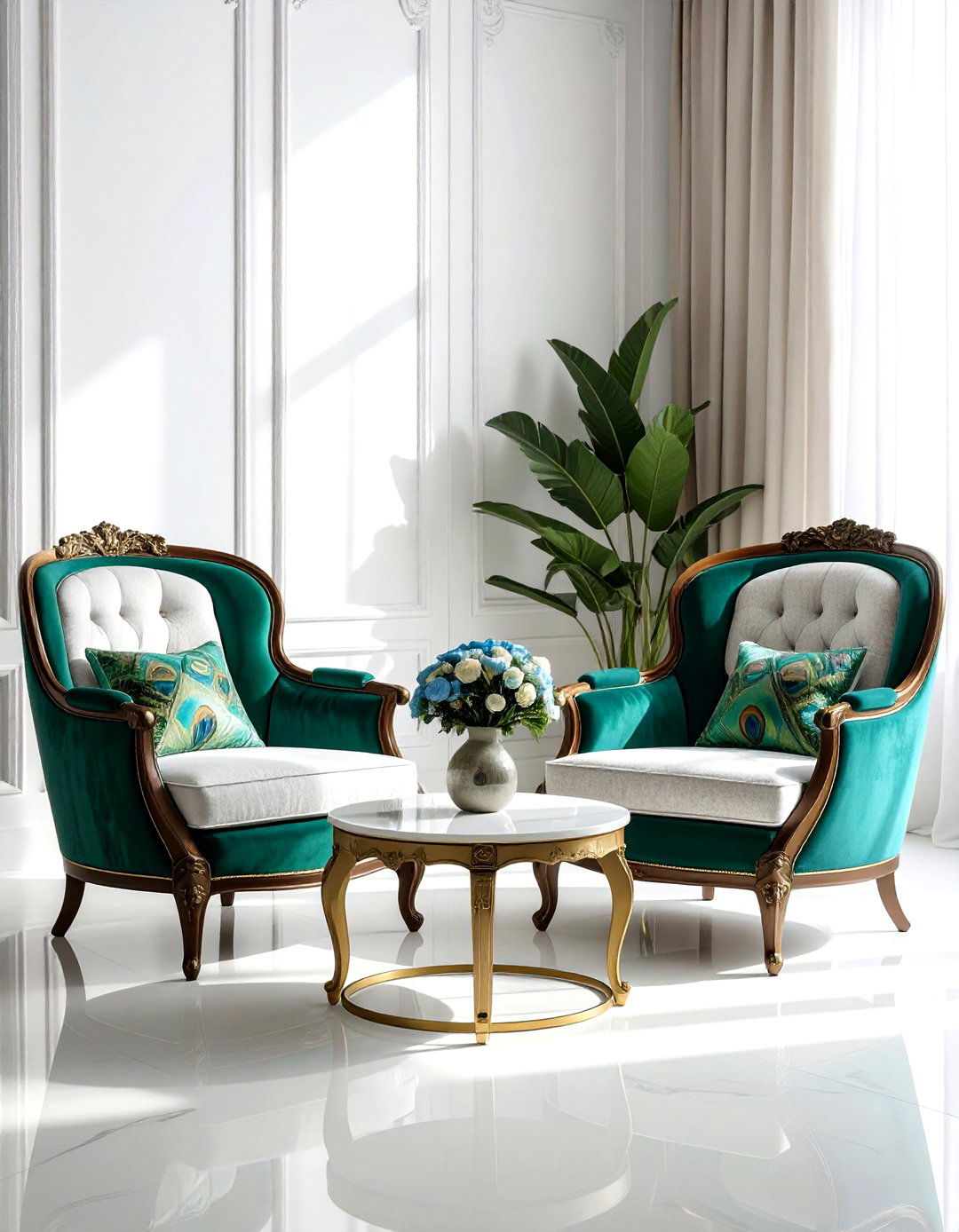 Double peacock chair arrangement - 30 living room peacock chair ideas
