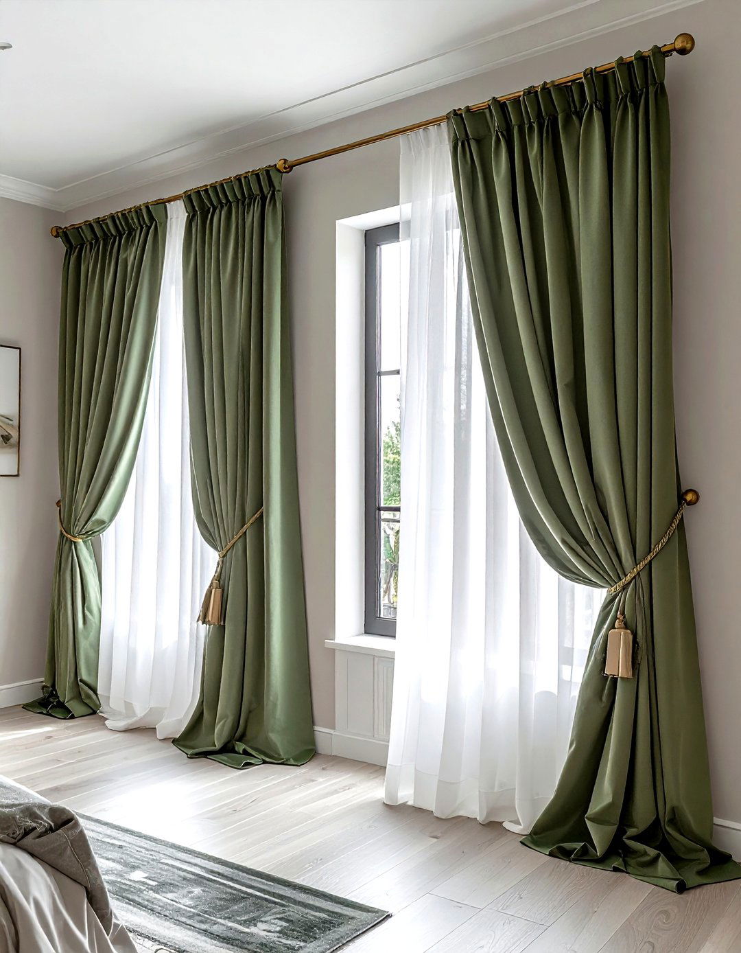 Double rod layered window drapes - 30 drape ideas