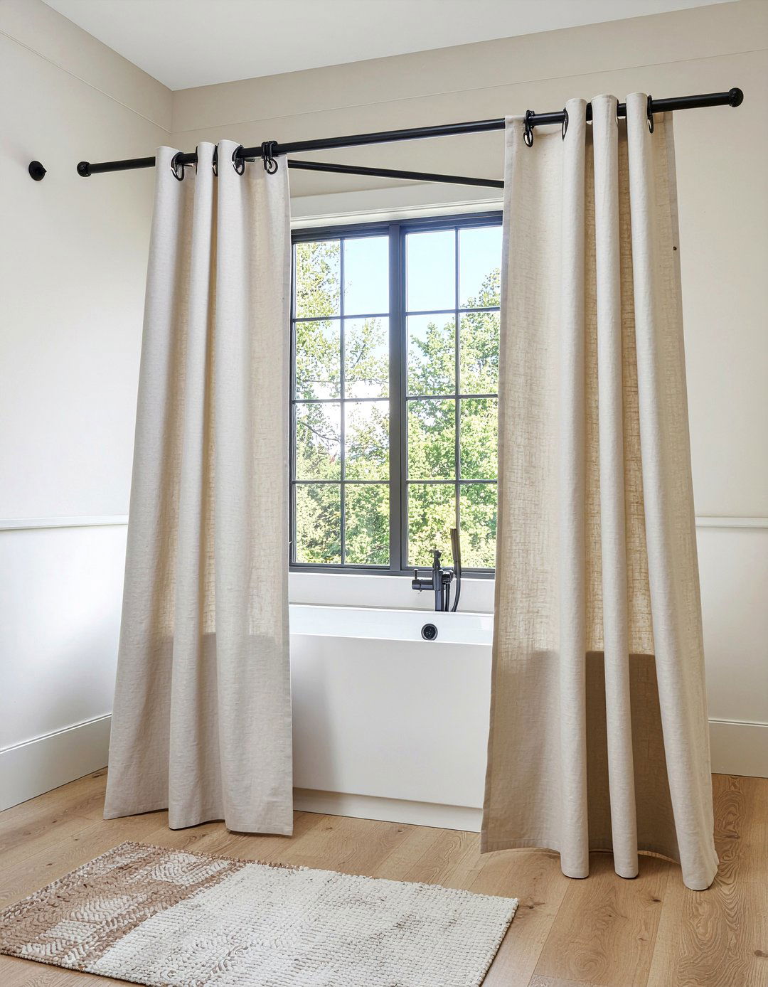 Double shower curtains - 30 bathroom layering ideas