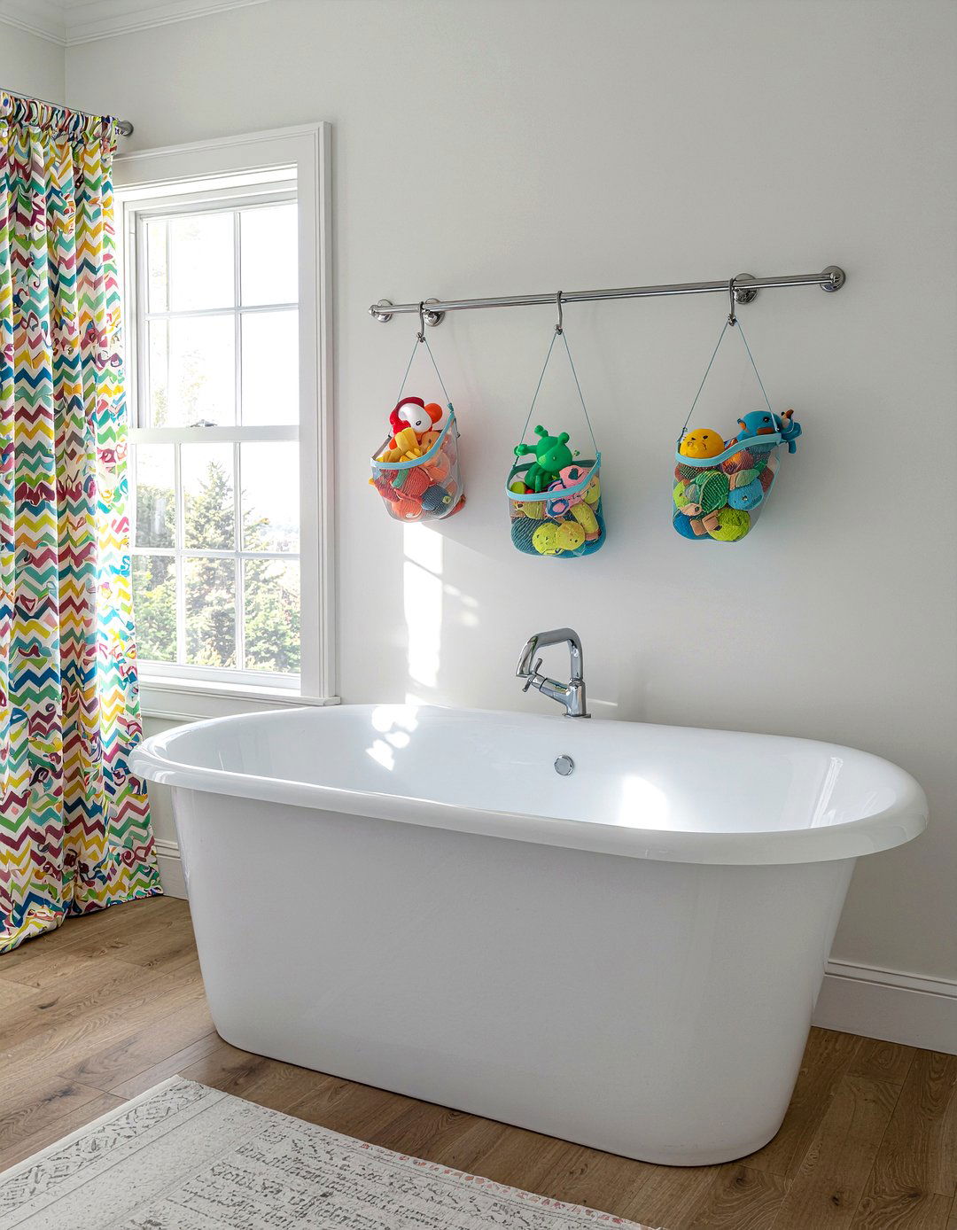 Double shower rod - 30 bathroom clever storage ideas