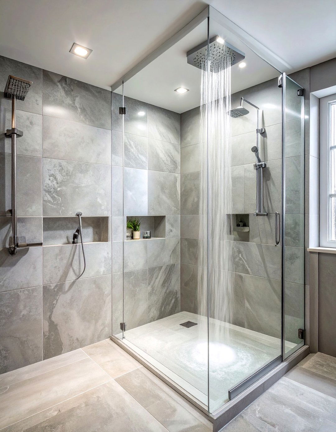 Double shower with dual heads - 30 show home bathroom ideas