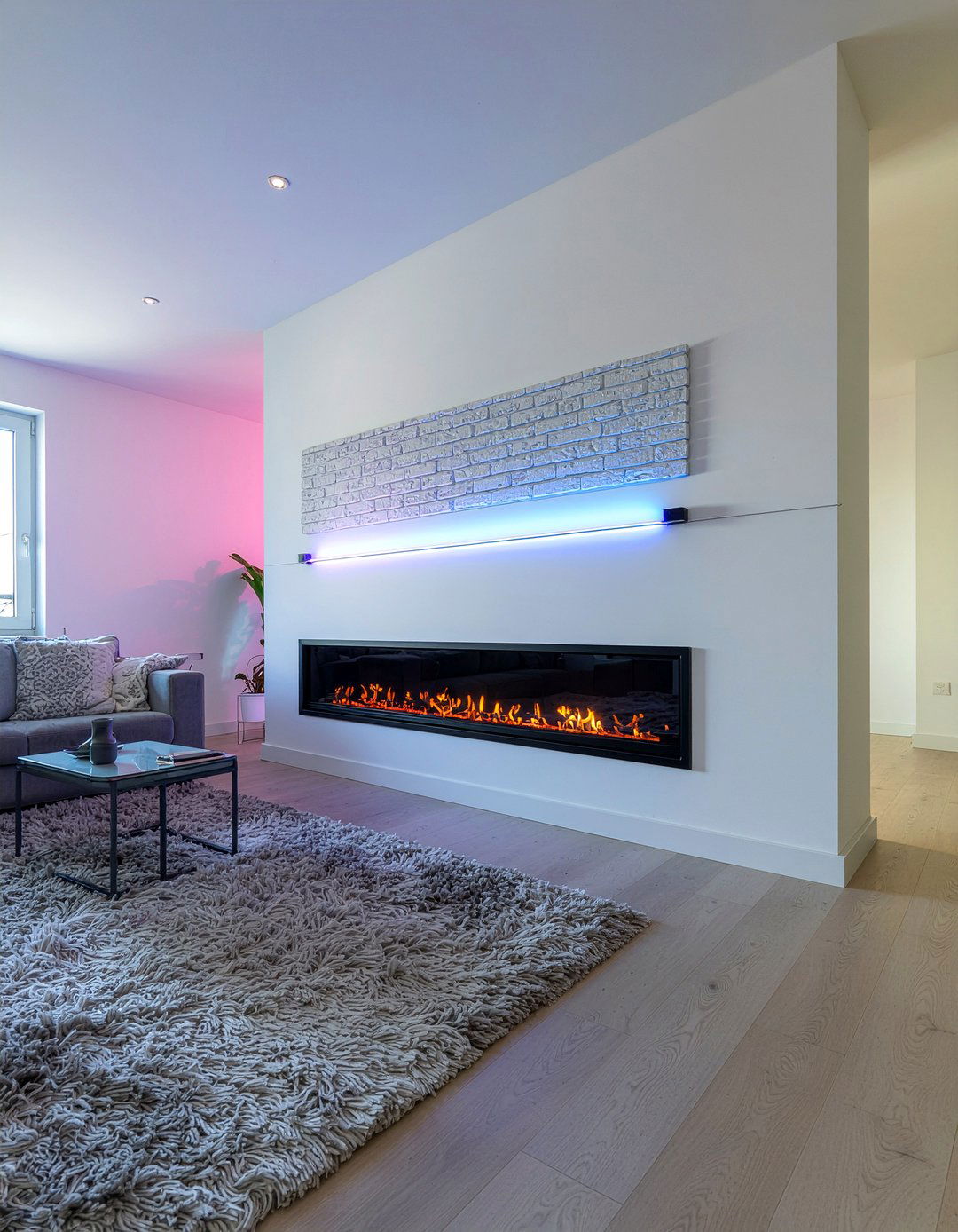 Double sided electric fireplace - 30 living room double sided fireplace ideas