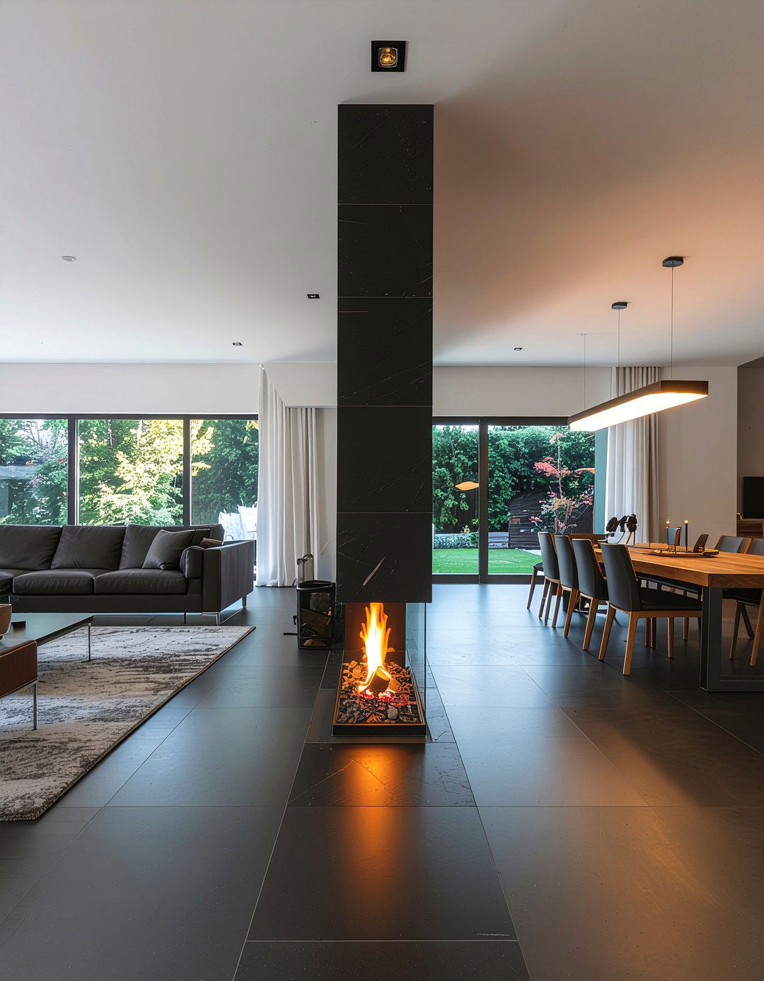 Double sided fireplace - 30 living room modern fireplace ideas