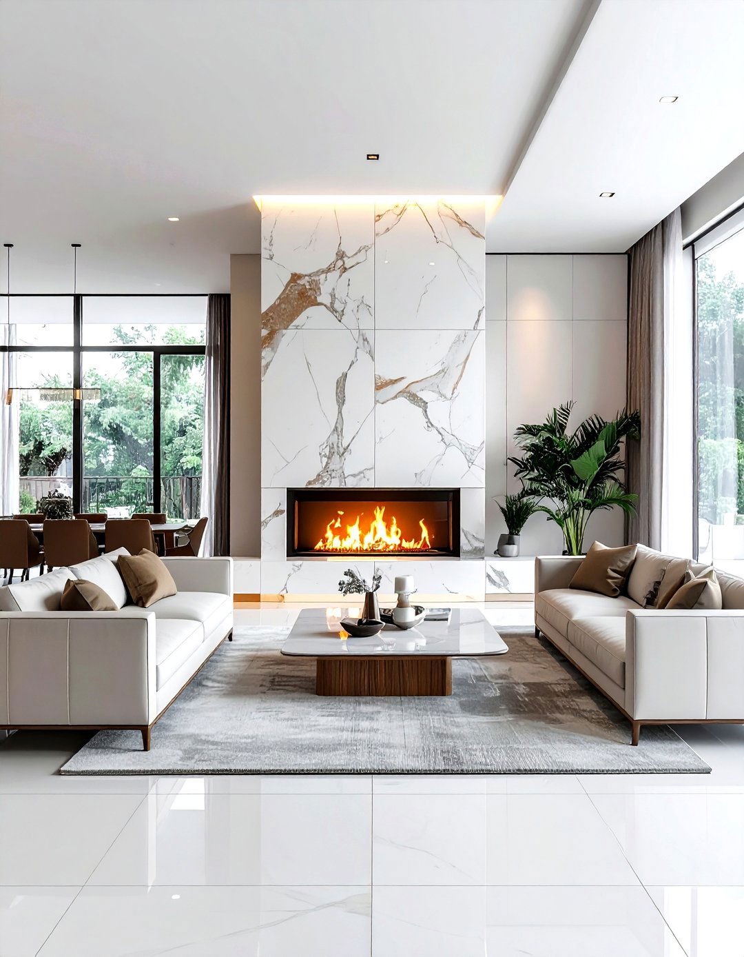 Double sided fireplace - 30 living room wood burning fireplace ideas