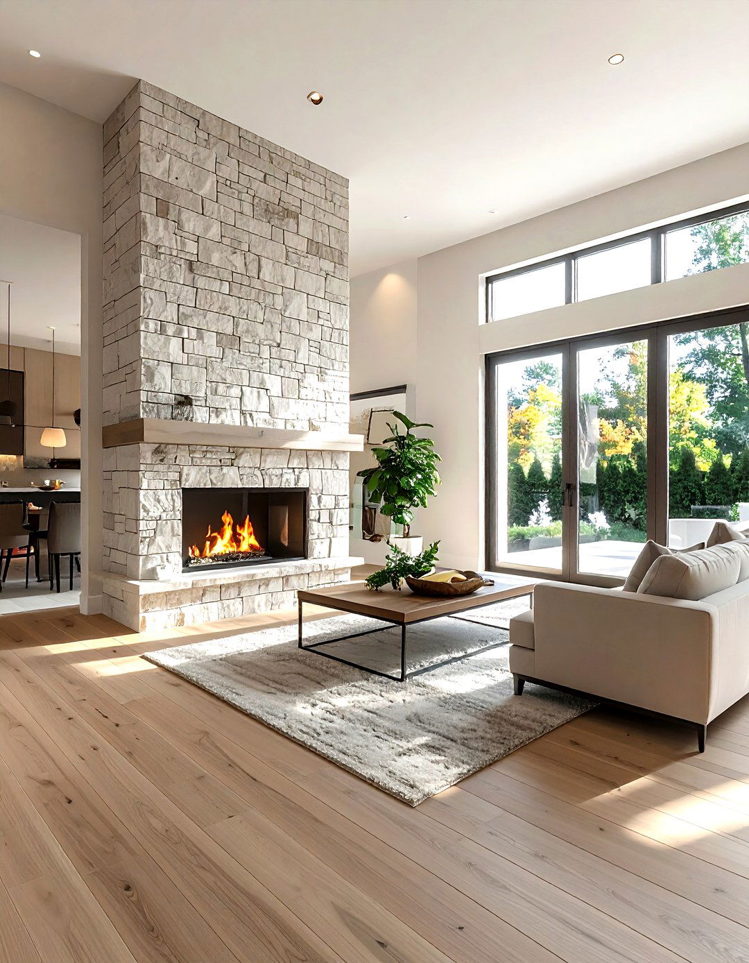 Double sided fireplace - 30 living room zoning ideas