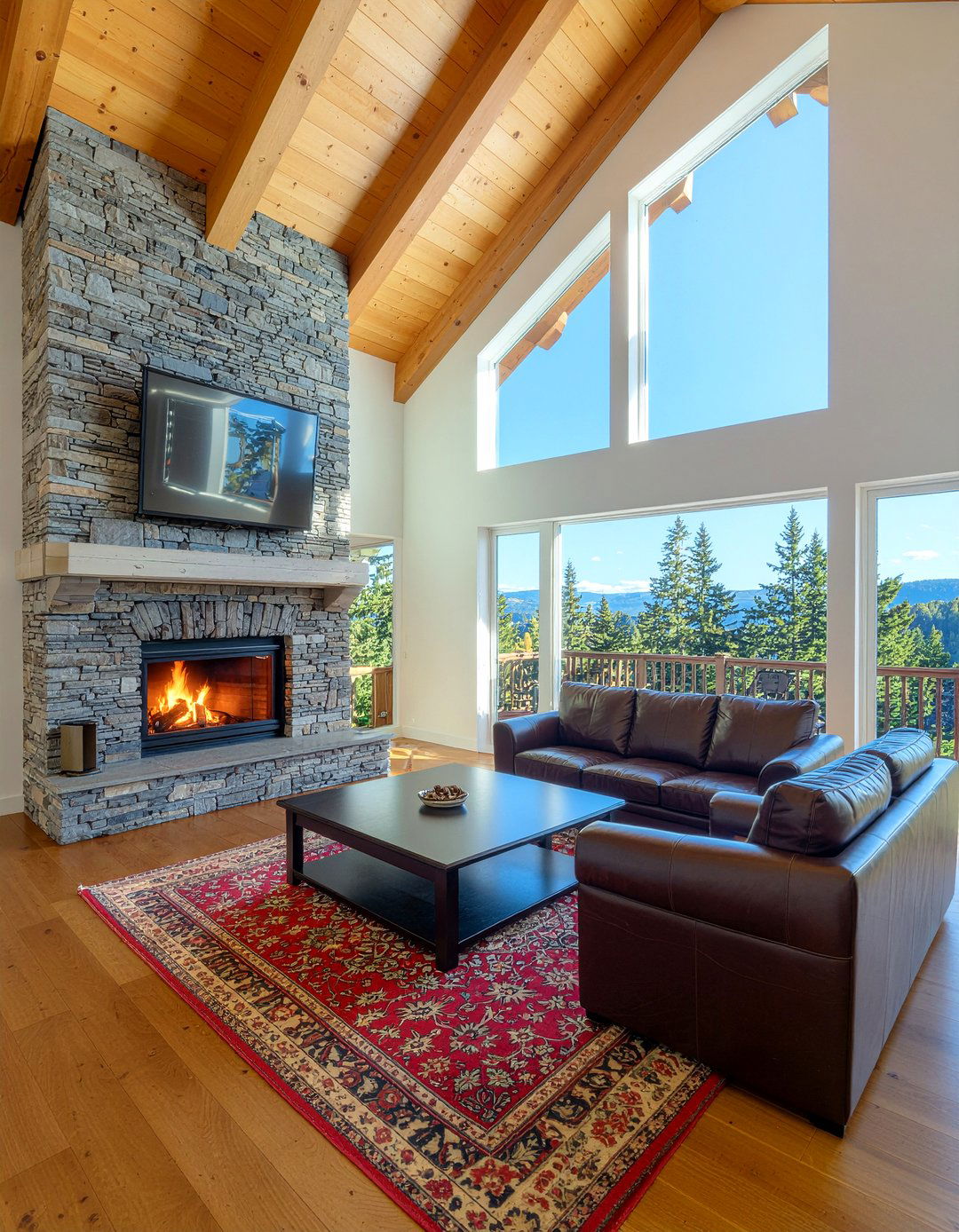 Double sided stone fireplace - 30 living room double sided fireplace ideas