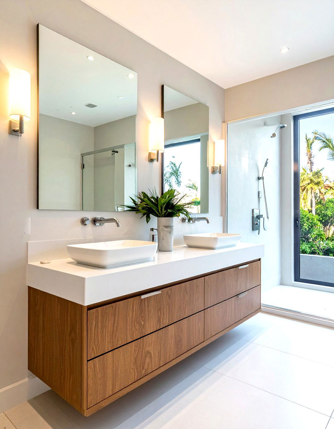 Double sink solid surface vanity - 30 solid surface bathroom countertop ideas