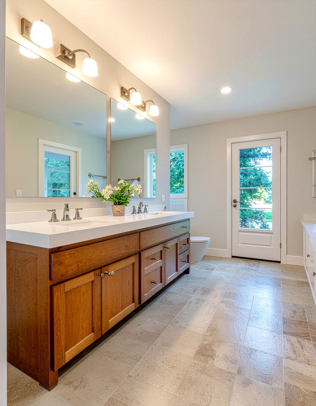 Double sink wood vanity - 30 lake house bathroom ideas