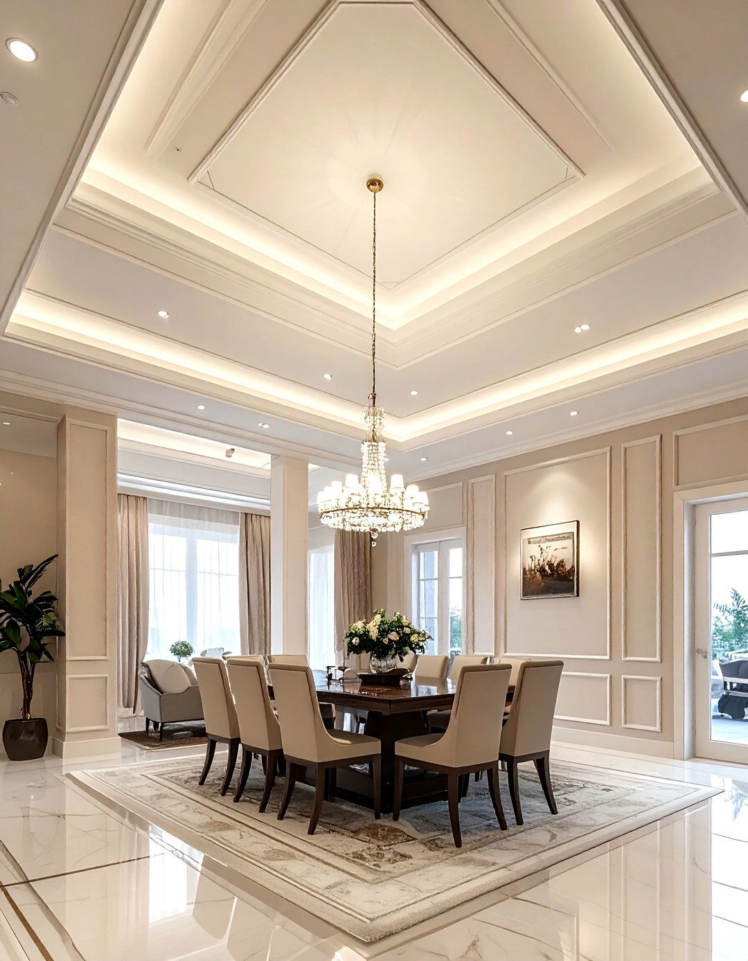 Double tray dining room ceiling - 30 dining room ceiling design ideas