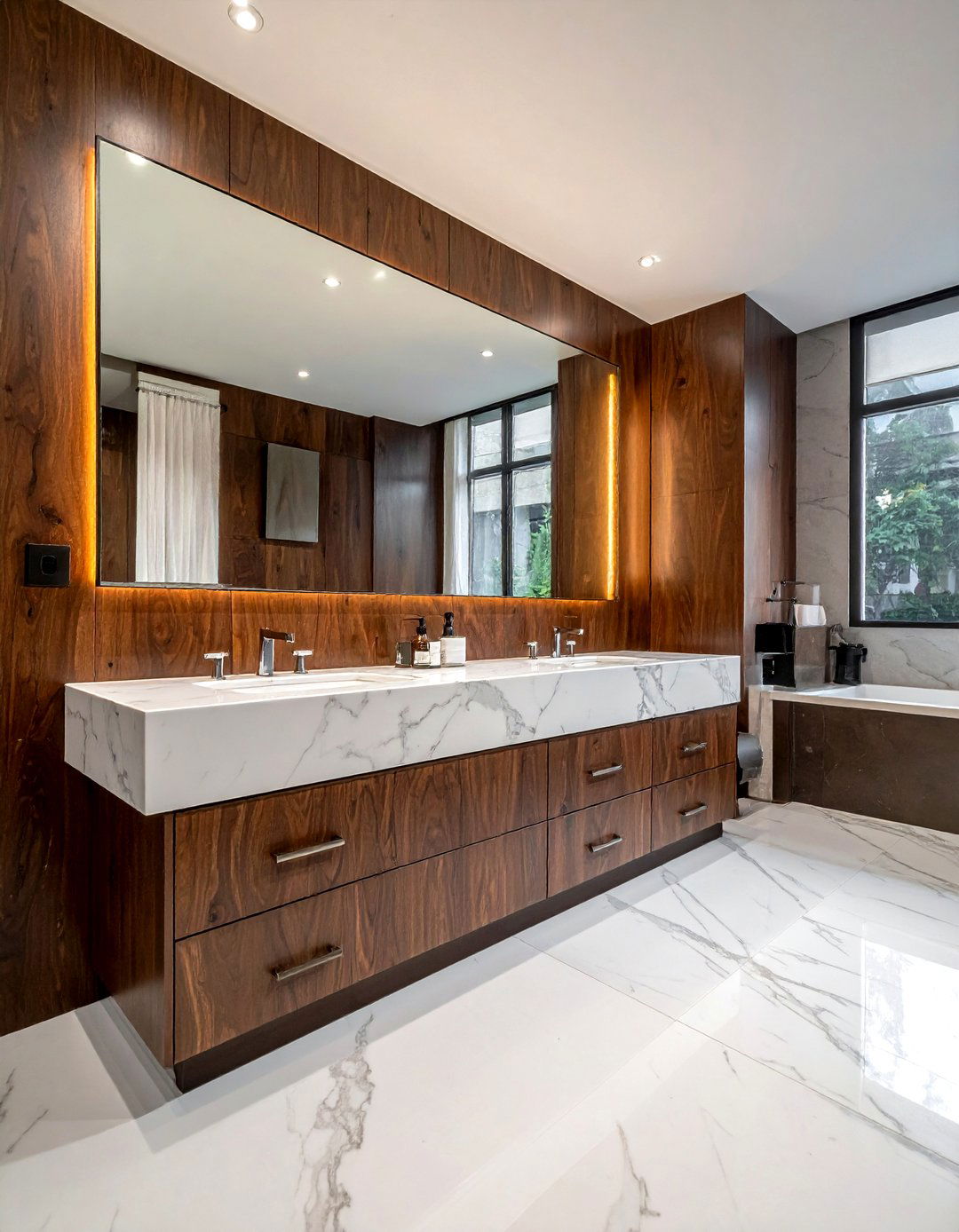 Double vanity marble top bathroom - 30 Waterworks bathroom ideas