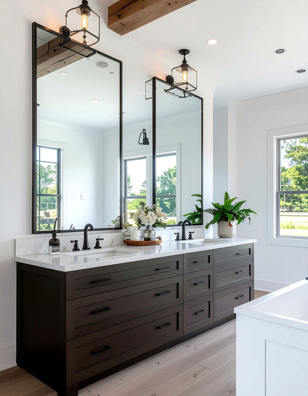 Double vanity rectangular mirrors - 30 bathroom mirror statement ideas