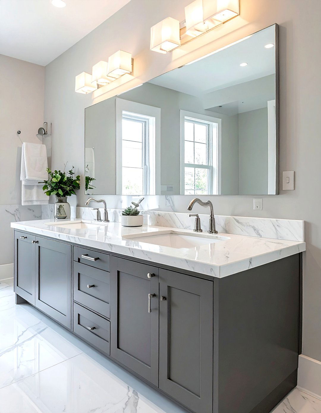 Double vanity with marble top - 30 Southern bathroom ideas