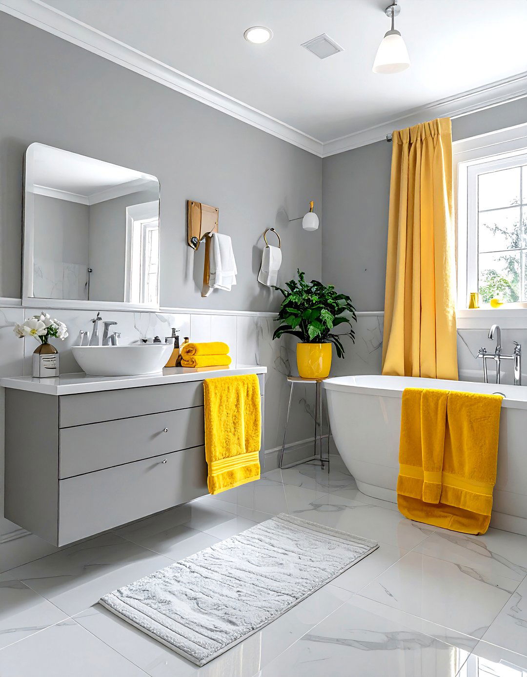 Dove Gray And Canary Yellow Bathroom - 30 gray and yellow bathroom ideas
