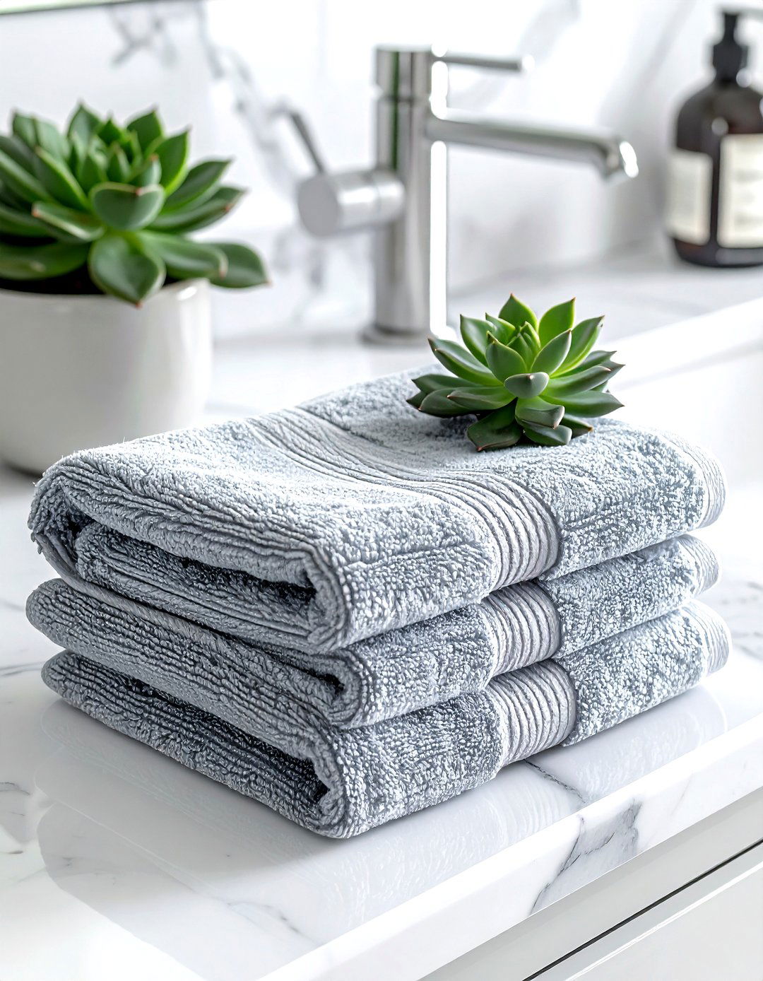 Dove Gray Hand Towel - 30 gray bathroom accessories ideas