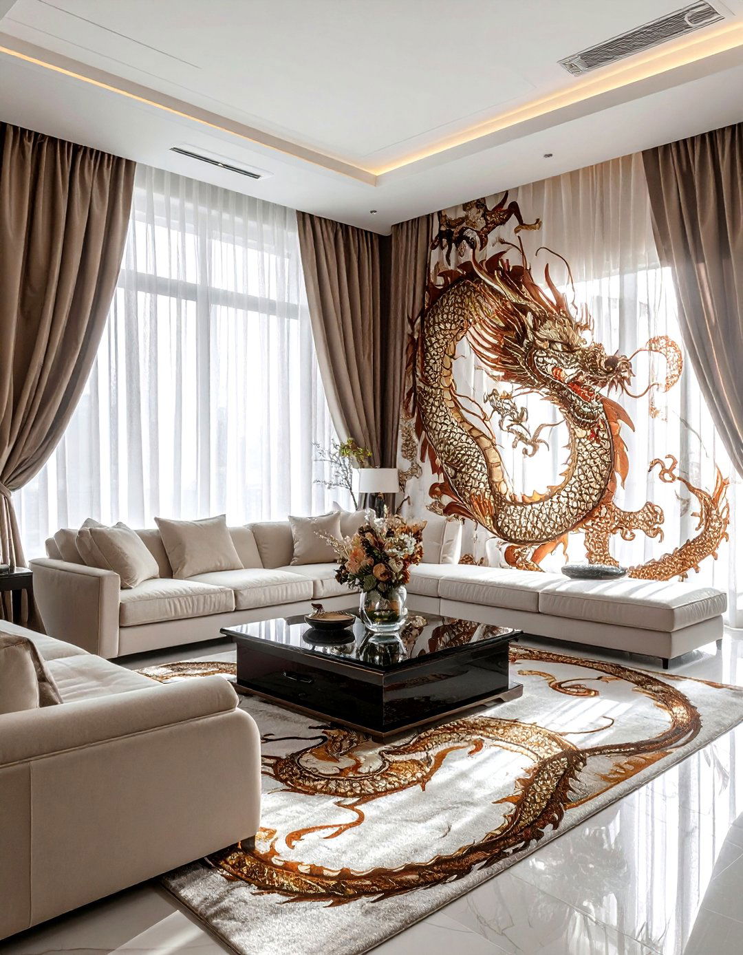 Dragon pattern fabric - 30 chinoiserie decor ideas