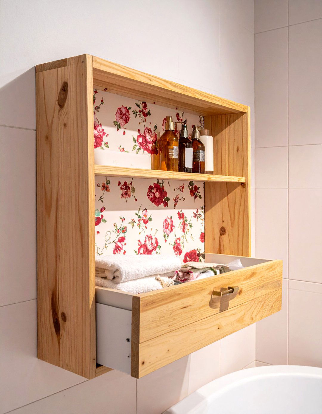 Drawer Wall Shelf - 30 bathroom upcycled ideas
