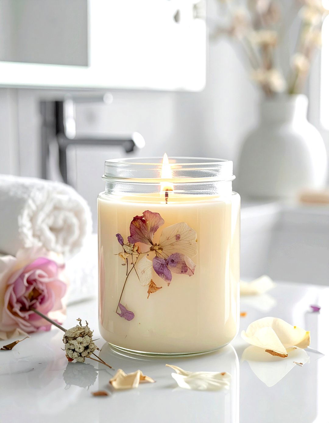 Dried Flower Candle - 30 dried flower ideas