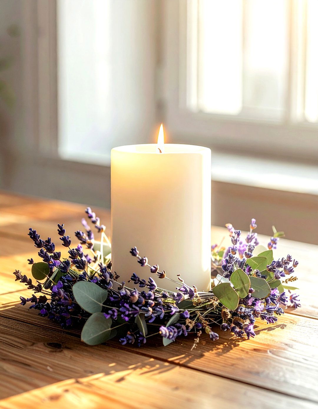Dried Flower Candle Ring - 30 living room candle ideas