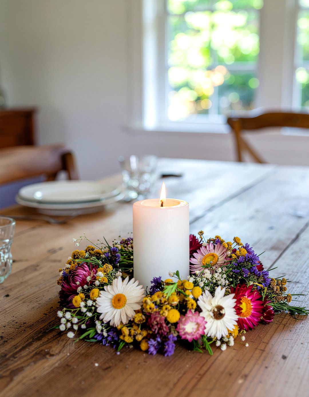 Dried Flower Candle - 30 candle centerpiece dining ideas