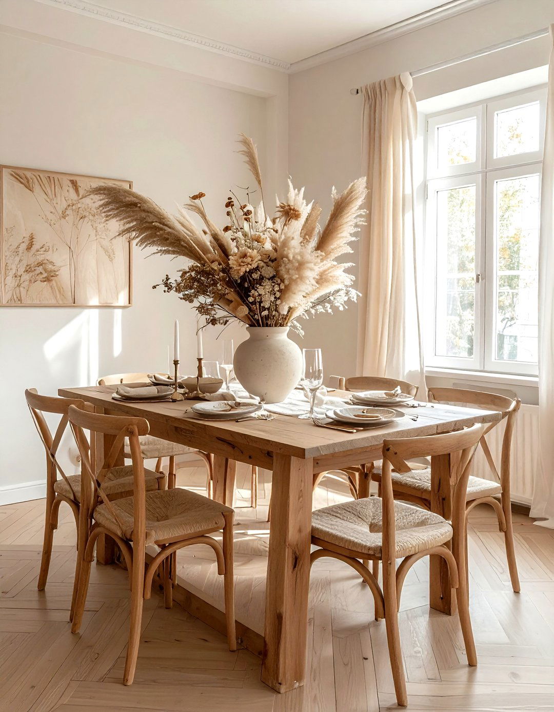 Dried Flower Centerpiece - 30 preserved dining room ideas