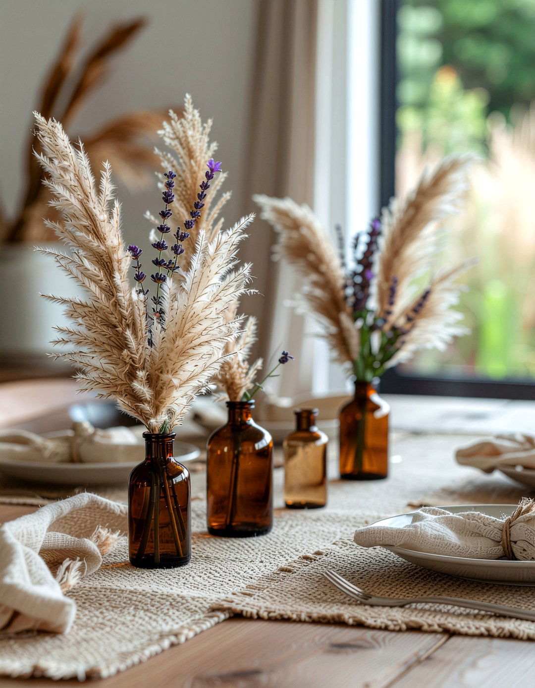 Dried Flower Centerpiece - 30 runner centerpiece dining ideas