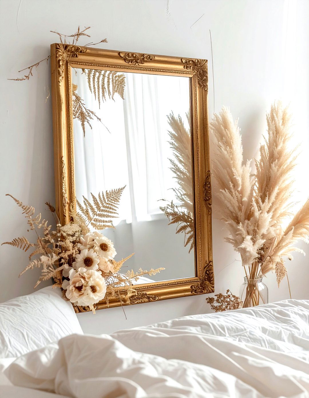 Dried Flower Mirror Decor - 30 dried flower ideas