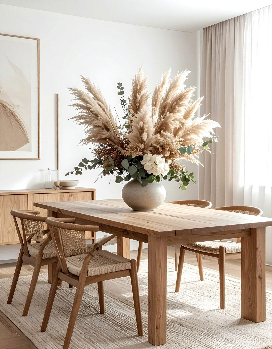 Dried Flowers Centerpiece - 30 boho dining room ideas