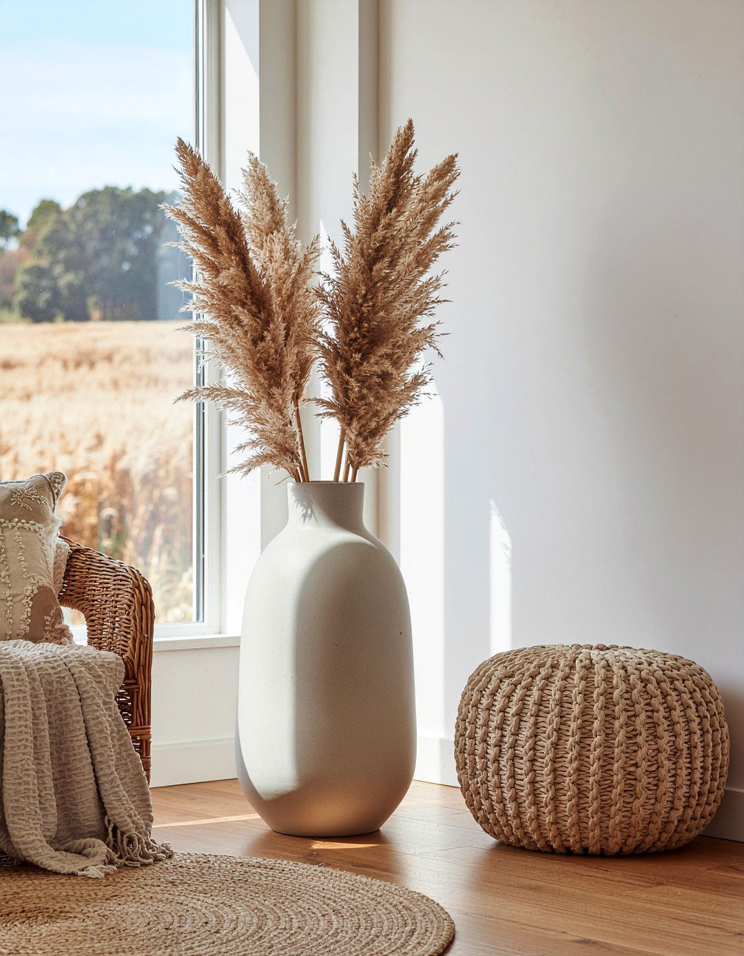 Dried Pampas Grass Decor - 30 layered texture living room ideas