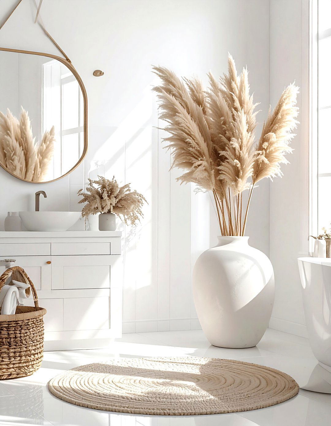 Dried Pampas Grass In Bathroom Vase - 30 bathroom vase ideas