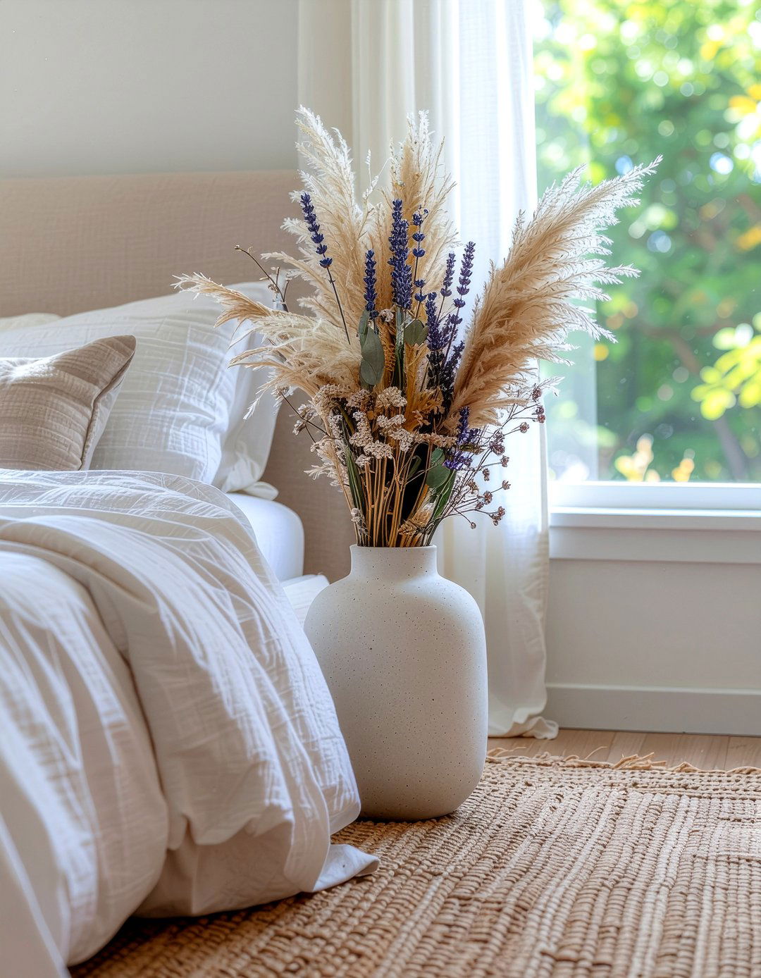 Dried flower arrangement - 30 floral themed bedroom ideas