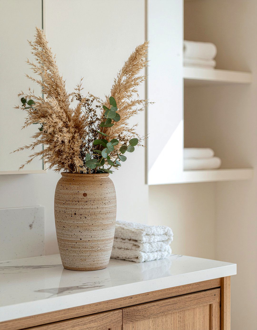 Dried flower arrangement - 30 bathroom countertop styling ideas