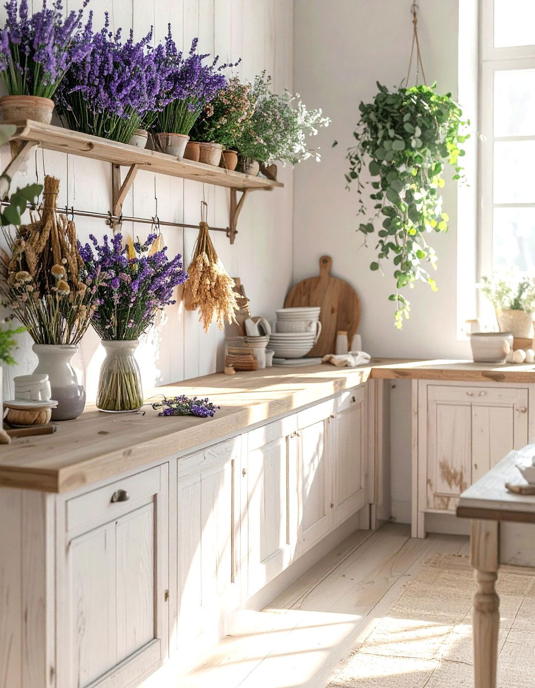 Dried flower bundles for decor - 30 French farmhouse kitchen ideas