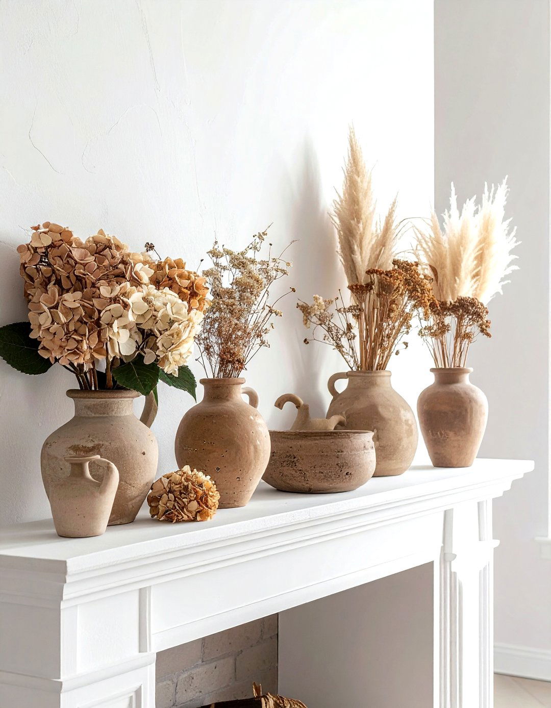 Dried flower mantel - 30 mantel styling ideas
