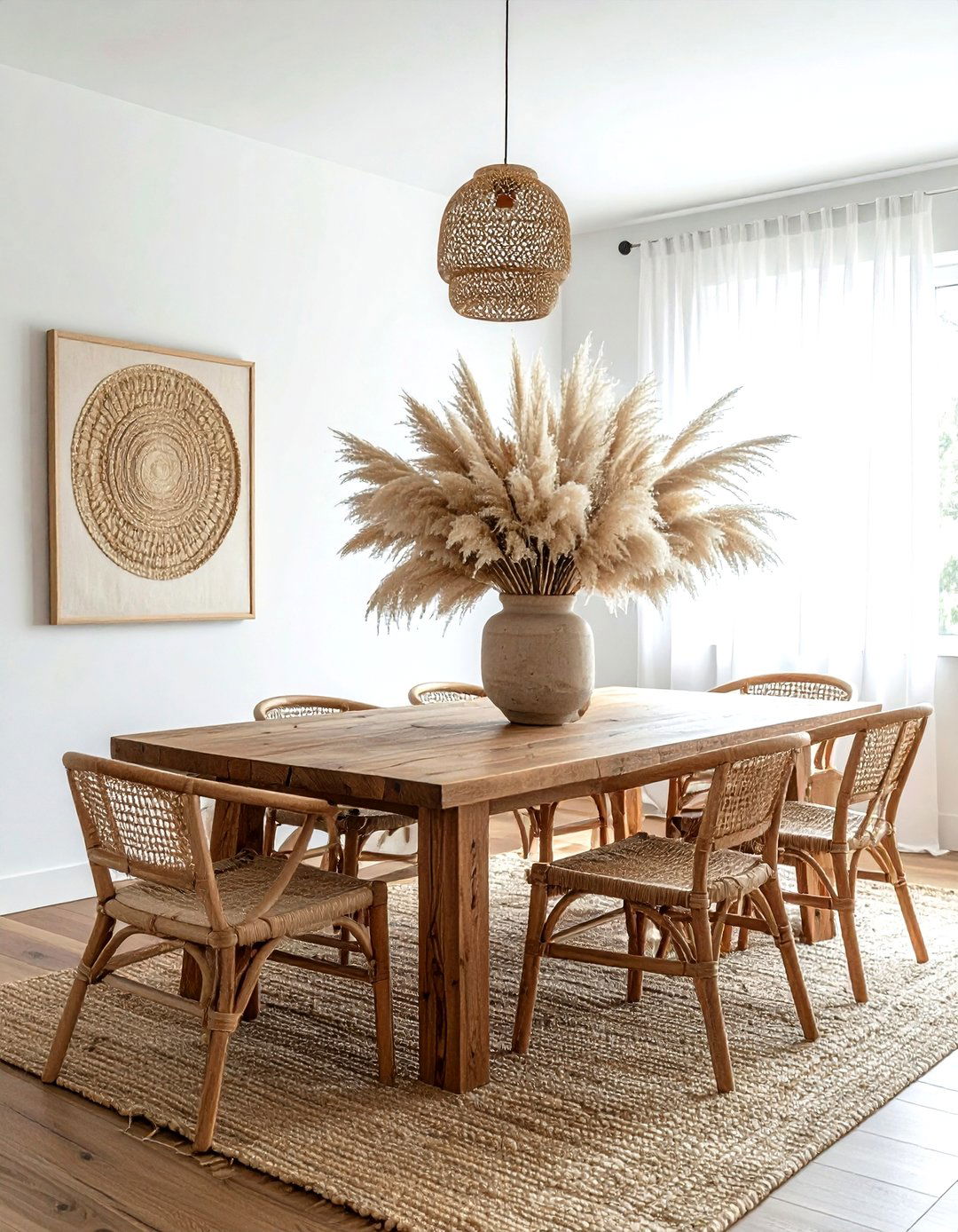 Dried pampas grass - 30 golden hour dining room ideas