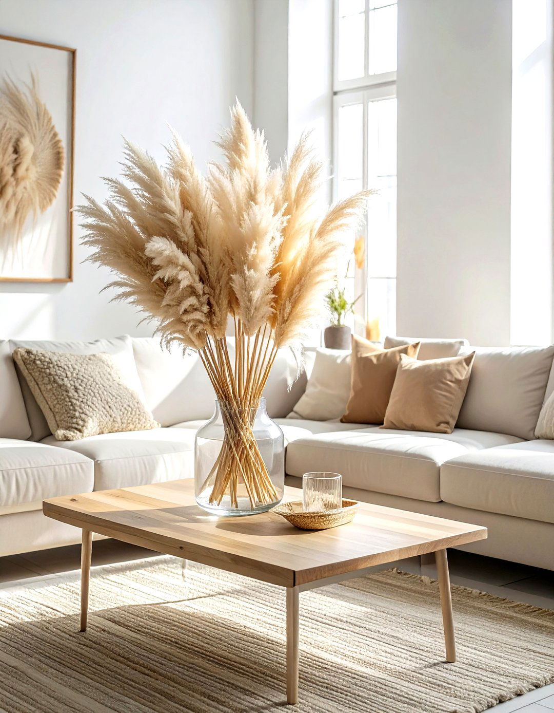 Dried pampas grass - 30 coffee table decor ideas