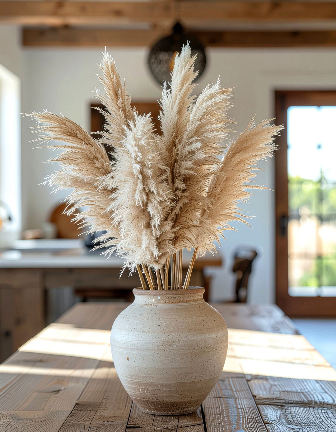 Dried pampas grass decor - 30 dining table centerpiece ideas