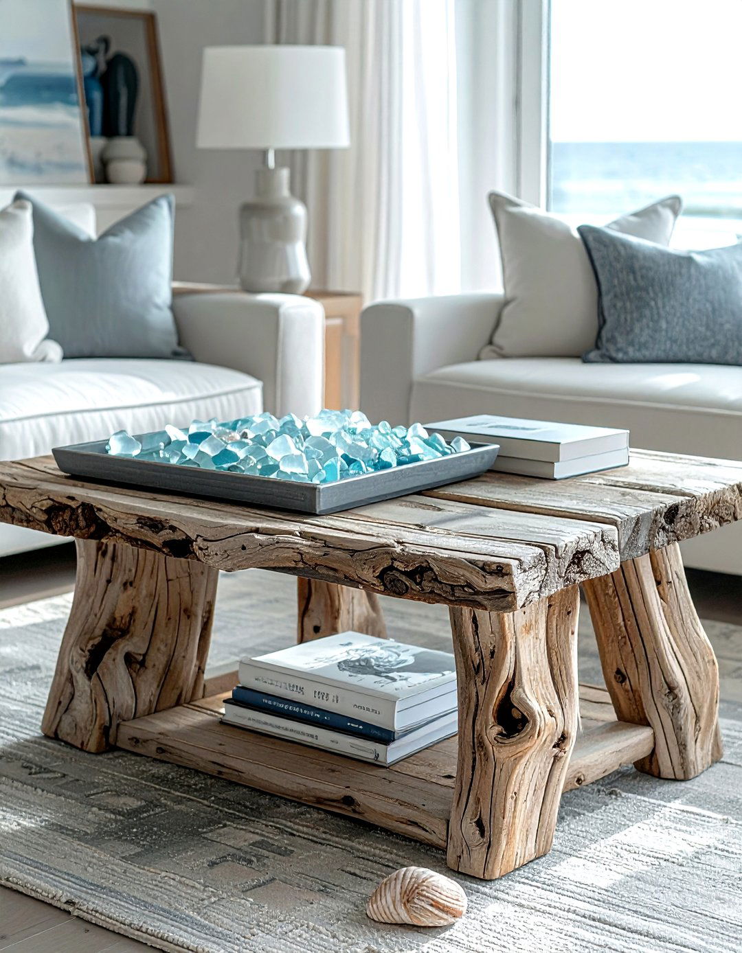 Driftwood Coffee Table - 30 living room beach furniture ideas